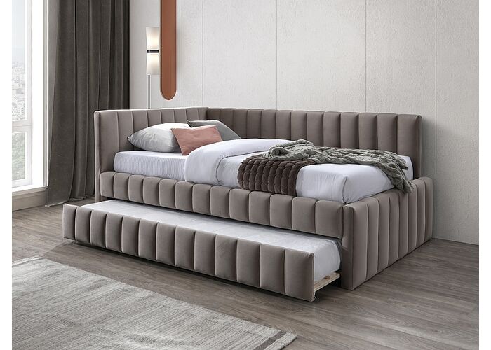 Кровать SIGNAL ALFIE Velvet Bluvel 40 темно-бежевый, 120/200