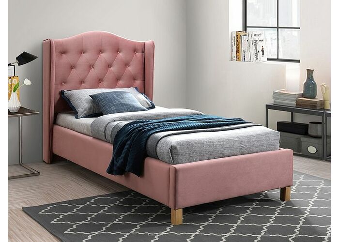 Кровать SIGNAL ASPEN Velvet Bluvel 52 античный розовый/дуб 90/200